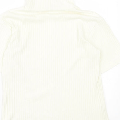 Womens UK Size 10 Joie de Vivre Ivory Basic T-Shirt