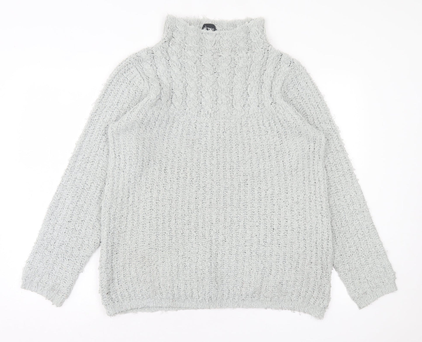 B.You Womens Grey High Neck Polyester Pullover Jumper Size M