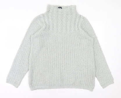 B.You Womens Grey High Neck Polyester Pullover Jumper Size M