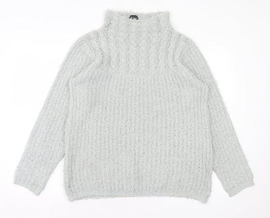 B.You Womens Grey High Neck Polyester Pullover Jumper Size M