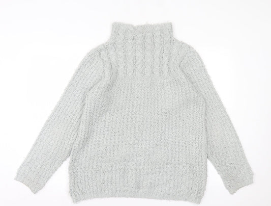 B.You Womens Grey High Neck Polyester Pullover Jumper Size M