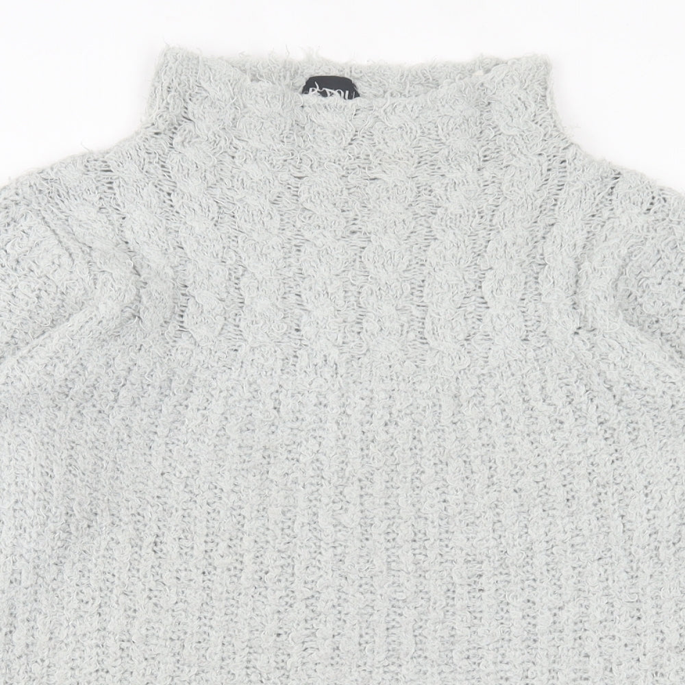 B.You Womens Grey High Neck Polyester Pullover Jumper Size M