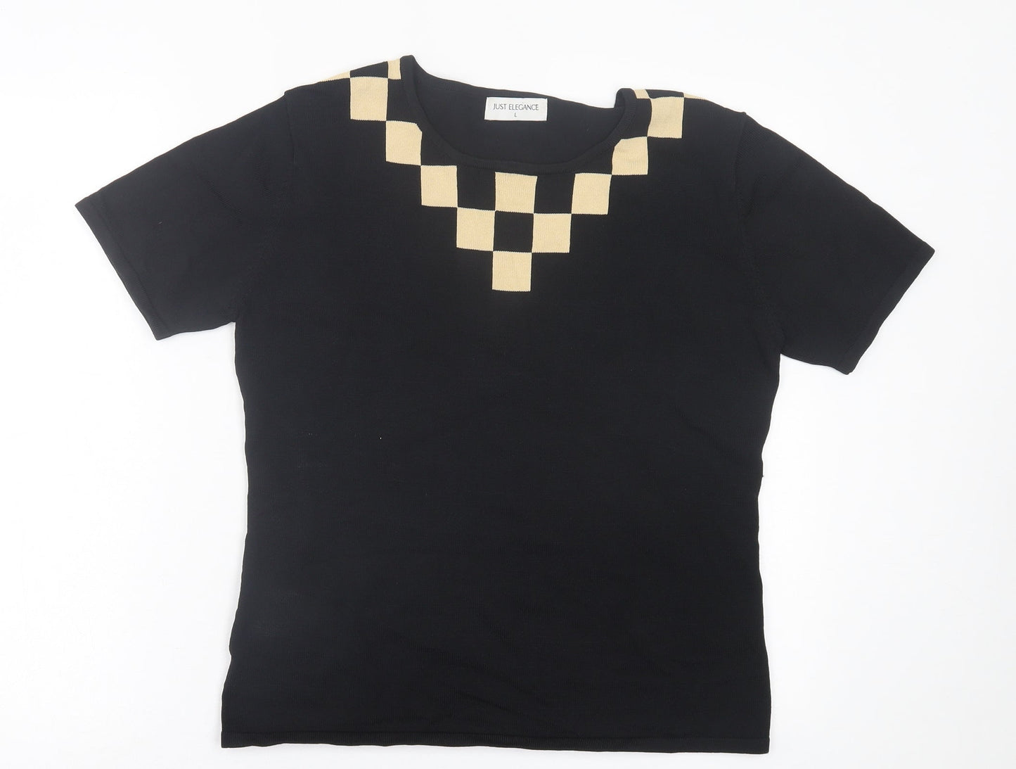 Womens UK Size L Just Elegance Black Basic T-Shirt