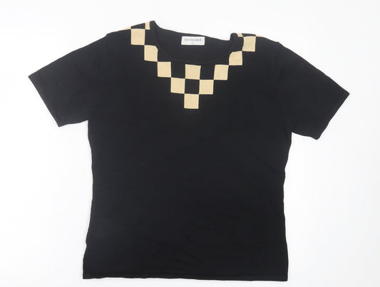 Womens UK Size L Just Elegance Black Basic T-Shirt