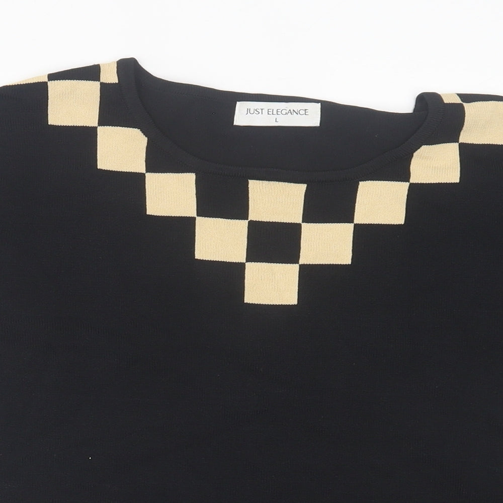 Womens UK Size L Just Elegance Black Basic T-Shirt
