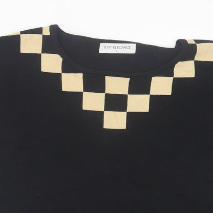 Womens UK Size L Just Elegance Black Basic T-Shirt