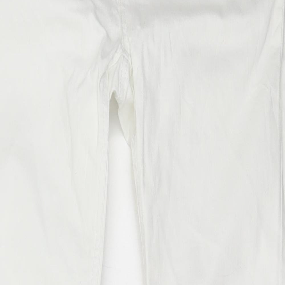 TMC Womens White Cotton Straight Jeans Size 12 L31 in Regular Button