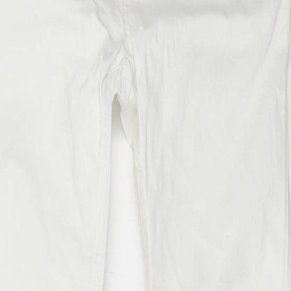 TMC Womens White Cotton Straight Jeans Size 12 L31 in Regular Button
