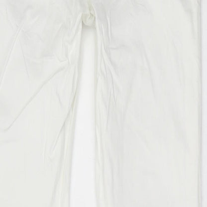 TMC Womens White Cotton Straight Jeans Size 12 L31 in Regular Button