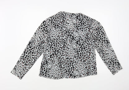 Doroth Womens Grey Animal Print Polyester Camisole Button-Up Size 10 Collared