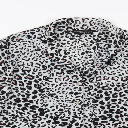 Doroth Womens Grey Animal Print Polyester Camisole Button-Up Size 10 Collared