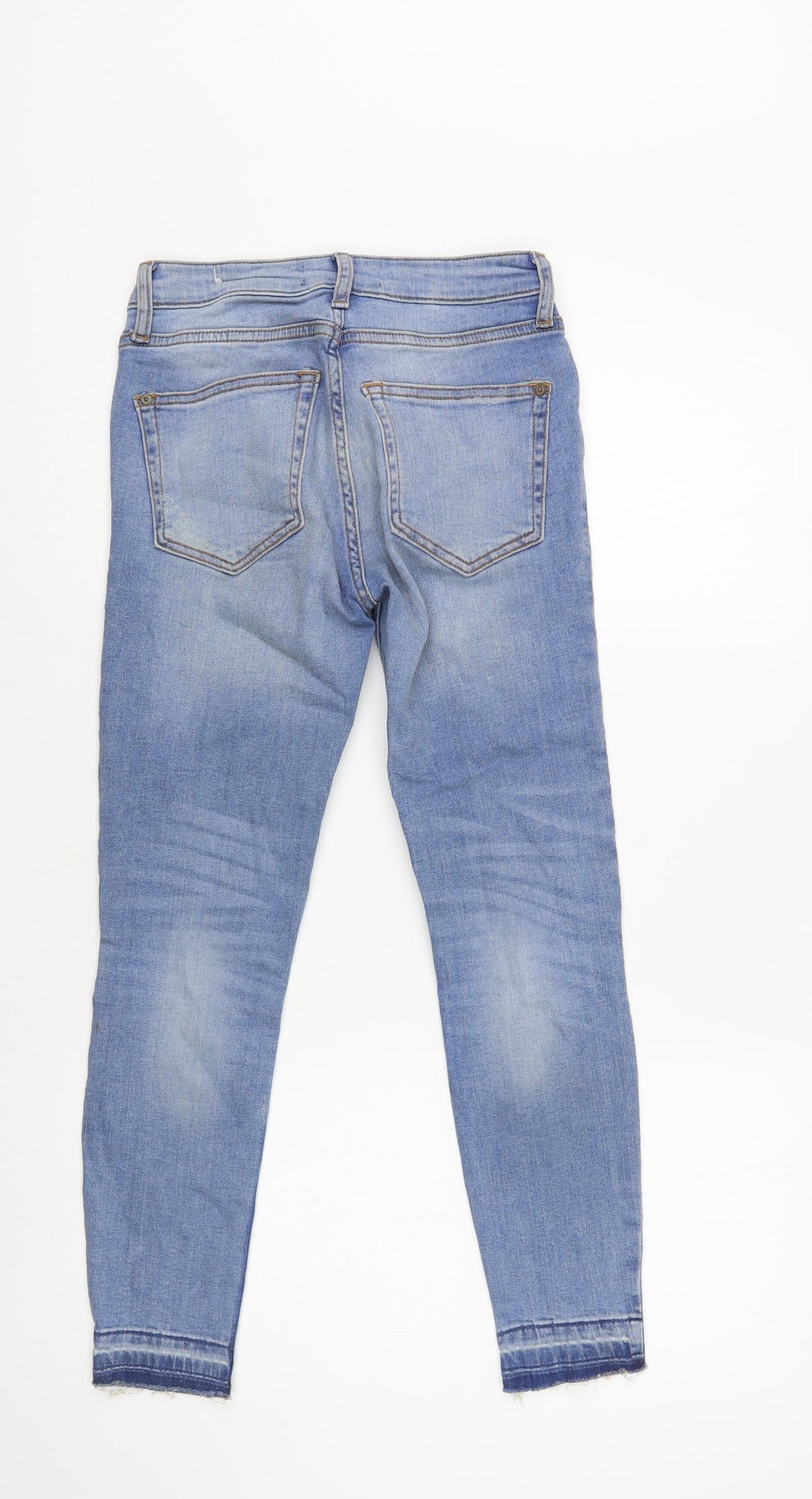 Mango Womens Blue Cotton Skinny Jeans Size 4 L25 in Regular Button