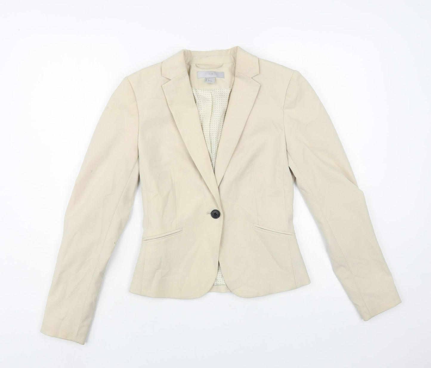 H&M Womens Beige Jacket Blazer Size 4 Button