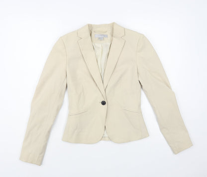 H&M Womens Beige Jacket Blazer Size 4 Button