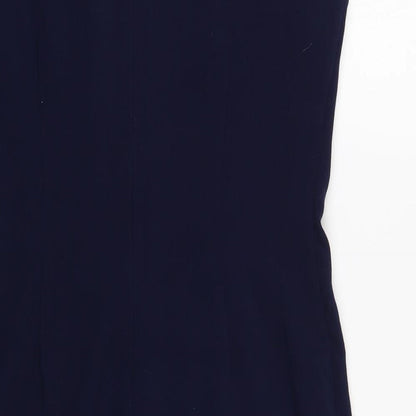 Derhy Womens Blue Polyester Pencil Dress Size L Boat Neck Zip