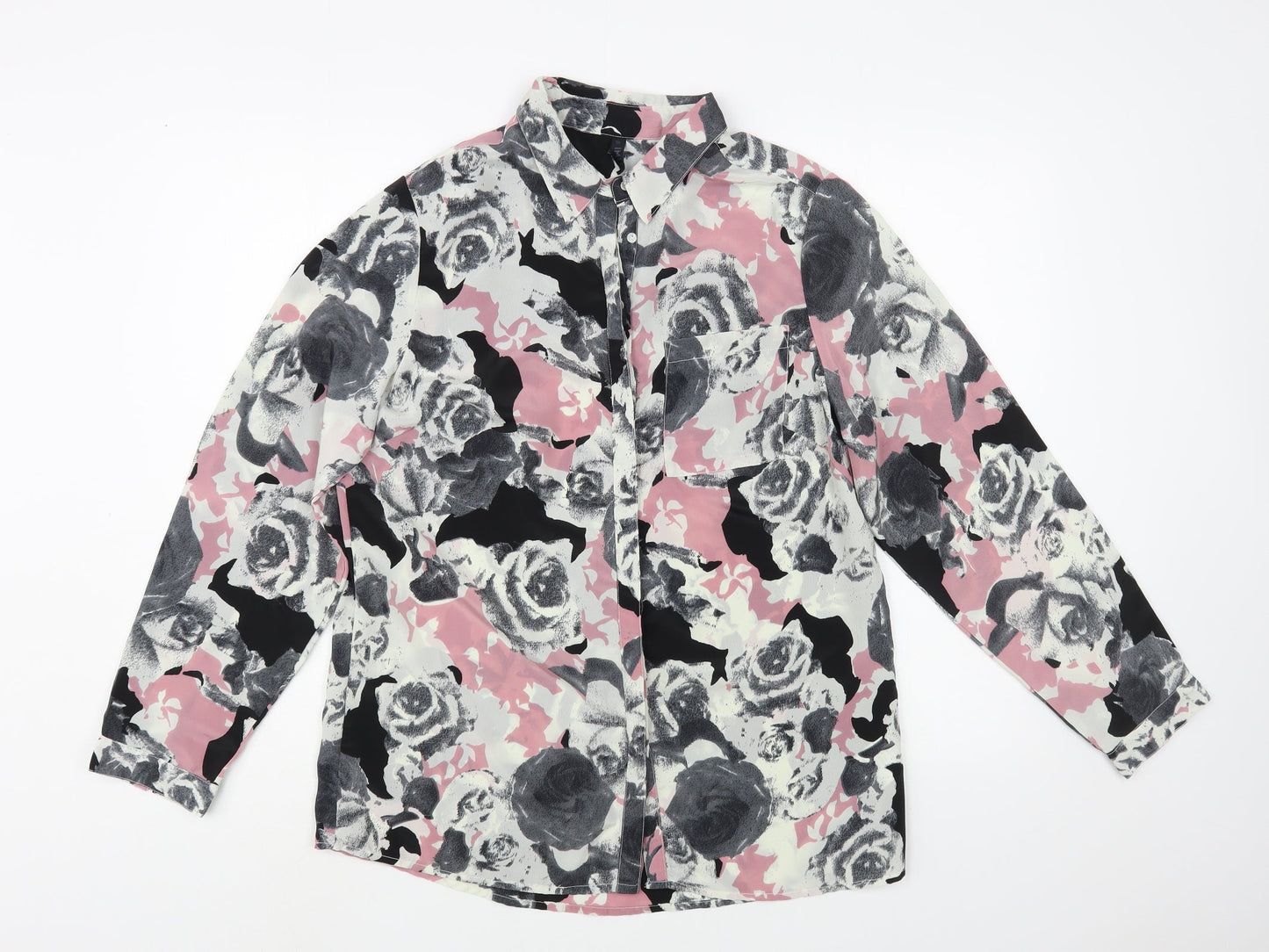Imitz Womens Multicoloured Floral Polyester Basic Button-Up Size 10 Collared