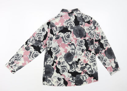 Imitz Womens Multicoloured Floral Polyester Basic Button-Up Size 10 Collared