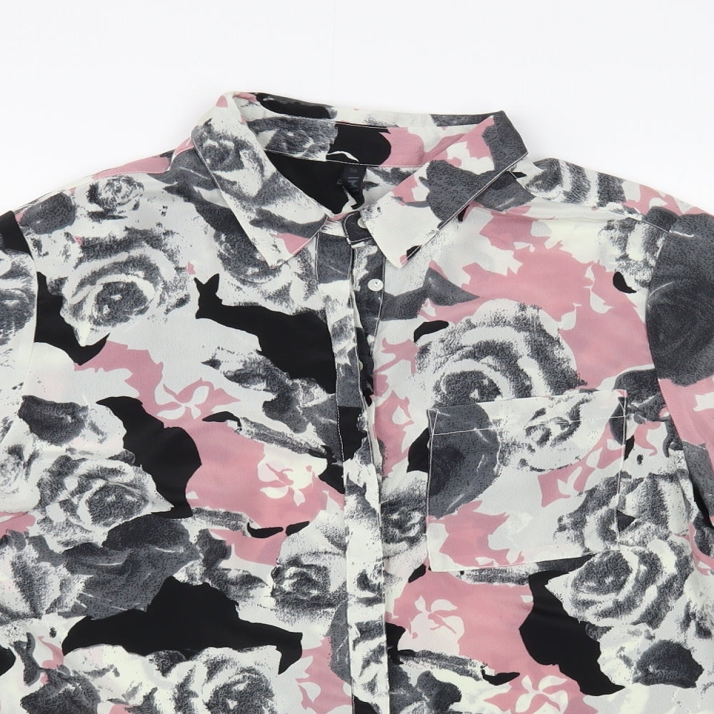 Imitz Womens Multicoloured Floral Polyester Basic Button-Up Size 10 Collared