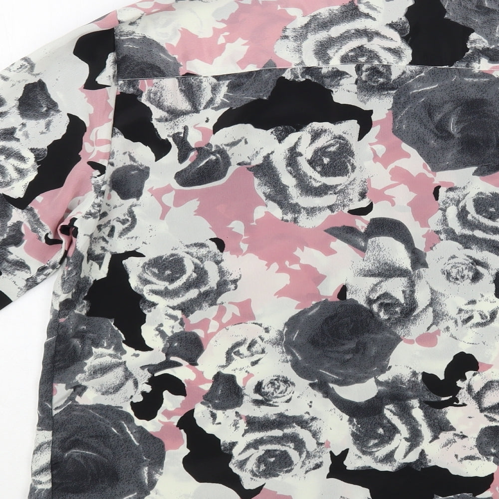 Imitz Womens Multicoloured Floral Polyester Basic Button-Up Size 10 Collared