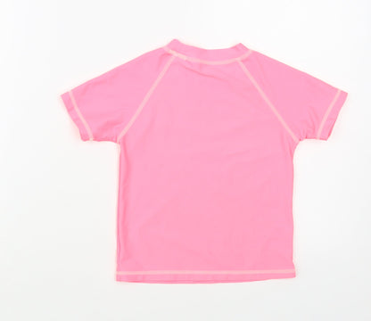 Dunnes Stores Girls Pink Polyester Pullover T-Shirt Size 5 Years Crew Neck Pullover - Beach Swim