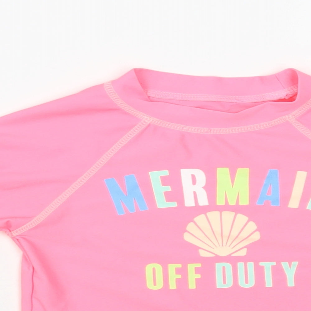 Dunnes Stores Girls Pink Polyester Pullover T-Shirt Size 5 Years Crew Neck Pullover - Beach Swim