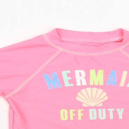 Dunnes Stores Girls Pink Polyester Pullover T-Shirt Size 5 Years Crew Neck Pullover - Beach Swim