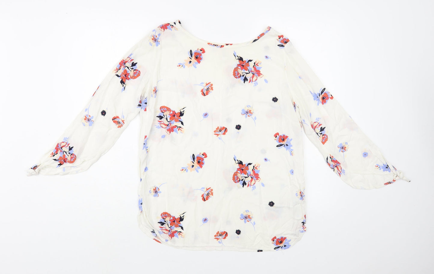 Womens UK Size 12 Rainbow White Basic Blouse