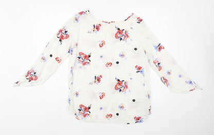 Womens UK Size 12 Rainbow White Basic Blouse