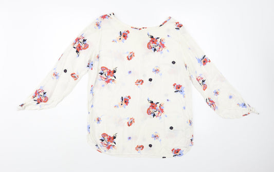 Womens UK Size 12 Rainbow White Basic Blouse