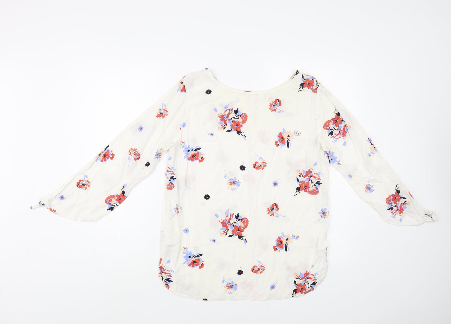 Womens UK Size 12 Rainbow White Basic Blouse