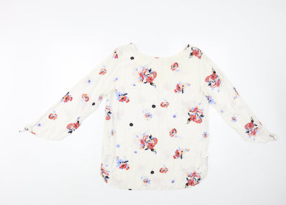 Womens UK Size 12 Rainbow White Basic Blouse