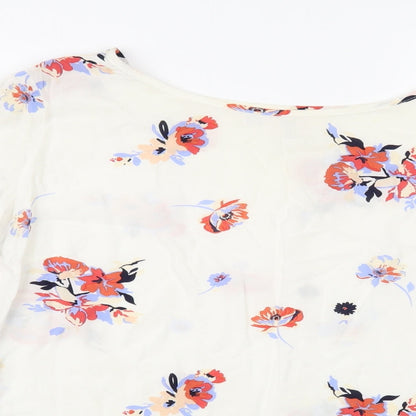 Womens UK Size 12 Rainbow White Basic Blouse