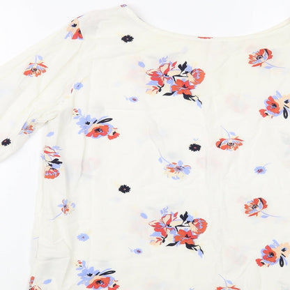 Womens UK Size 12 Rainbow White Basic Blouse