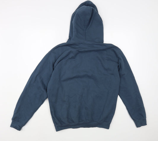 Awdis Mens Blue Cotton Pullover Hoodie Size M - Picture This