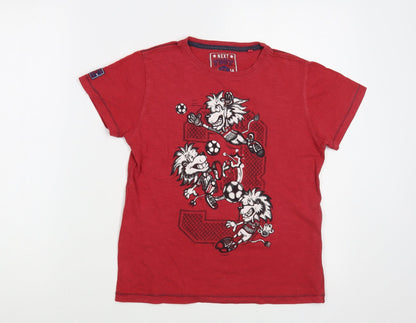 NEXT Boys Red Cotton Pullover T-Shirt Size 9 Years Crew Neck Pullover - Football