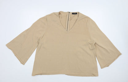 Autograph Womens Beige V-Neck Viscose Pullover Jumper Size 20