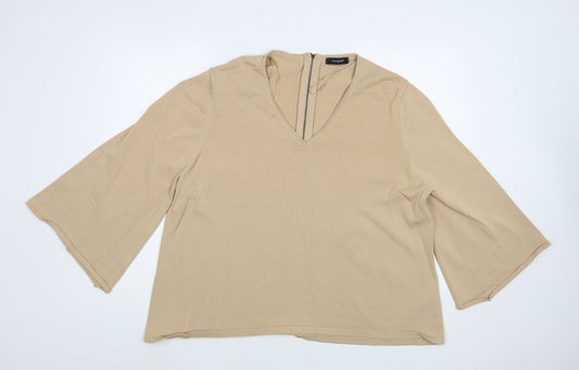 Autograph Womens Beige V-Neck Viscose Pullover Jumper Size 20