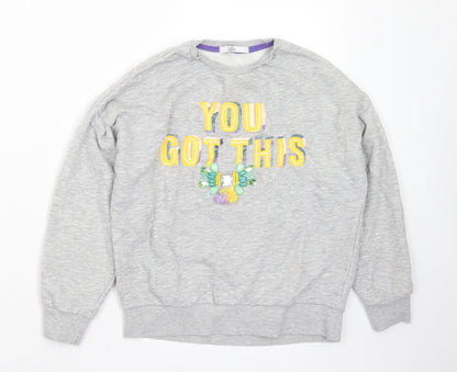 Marks and Spencer Girls Grey Cotton Pullover Sweatshirt Size 9-10 Years - You Got This
