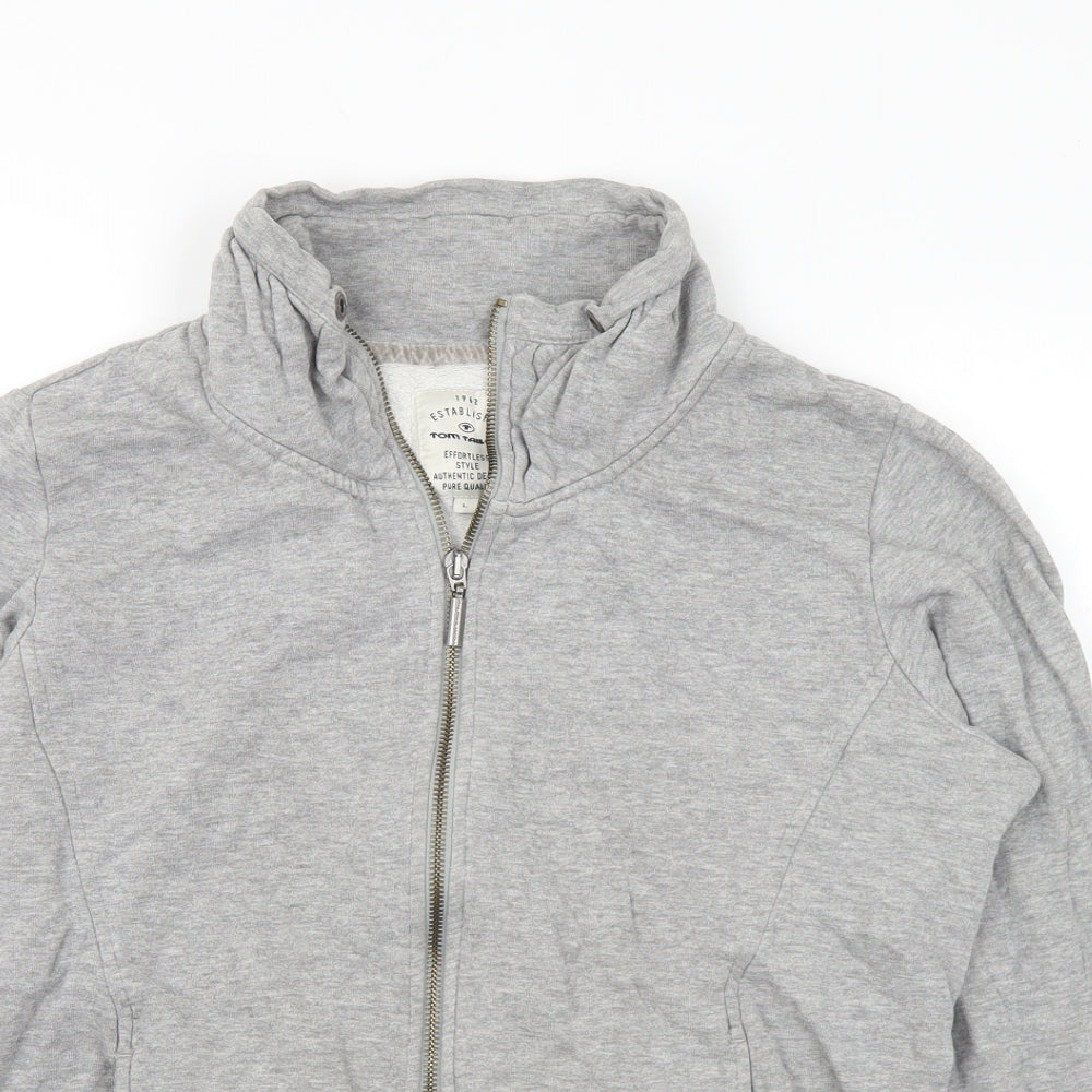 TOM TAILOR Womens Grey Cotton Full Zip Sweatshirt Size L Zip