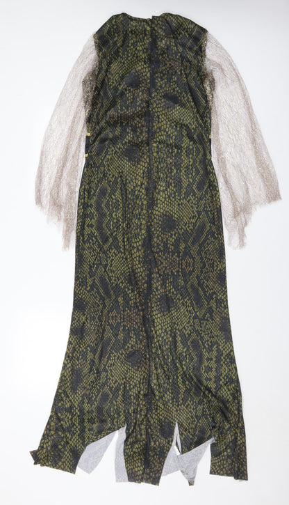 Prework Womens Black Animal Print Polyester A-Line Size 12 V-Neck Hook & Eye - 12-14 Fancy Dress