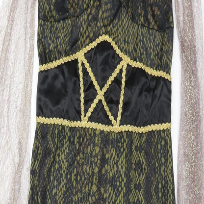 Prework Womens Black Animal Print Polyester A-Line Size 12 V-Neck Hook & Eye - 12-14 Fancy Dress
