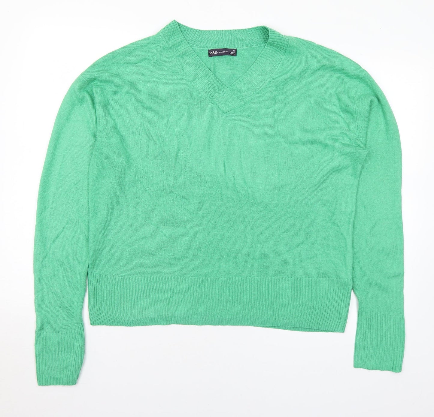 Womens UK Size 14 Marks and Spencer Green Pullover Jumper