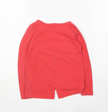 TOM TAILOR Girls Red Cotton Basic T-Shirt Size 4-5 Years Round Neck