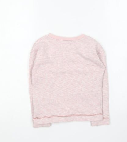 Mothercare Girls Pink Round Neck Cotton Pullover Jumper Size 5 Years