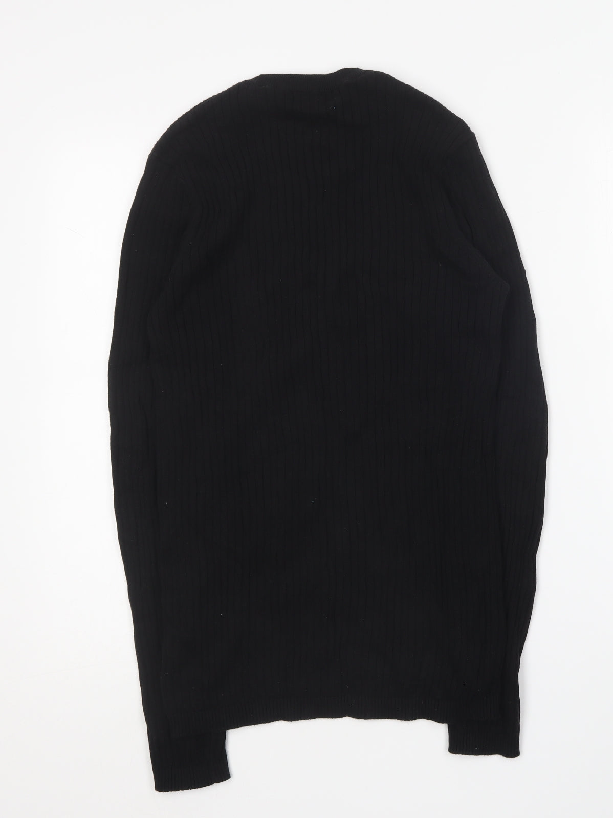 New Look Mens Black Round Neck Cotton Pullover Jumper Size S