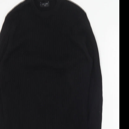 New Look Mens Black Round Neck Cotton Pullover Jumper Size S