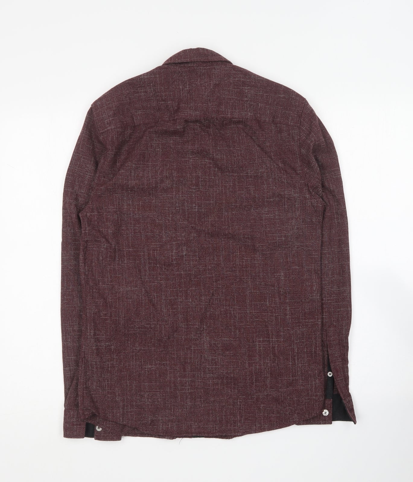 River Island Mens Purple Polyester Button-Up Size XS Collared