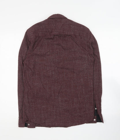River Island Mens Purple Polyester Button-Up Size XS Collared