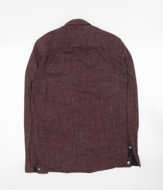 River Island Mens Purple Polyester Button-Up Size XS Collared