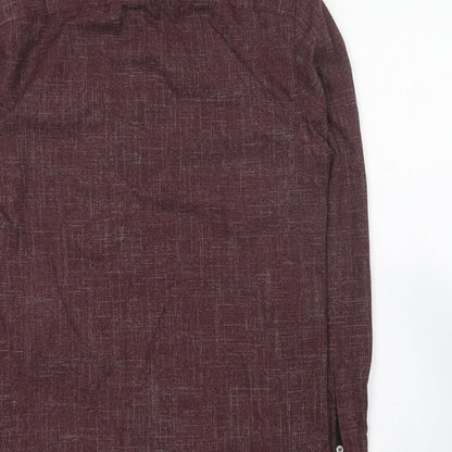 River Island Mens Purple Polyester Button-Up Size XS Collared